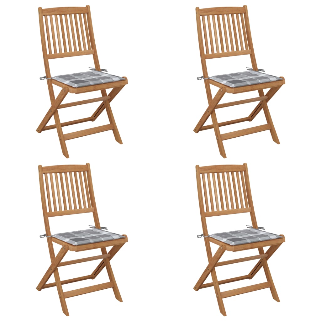 Klappbare Gartenstühle 4 Stk. mit Kissen Massivholz Akazie