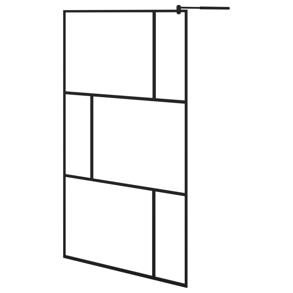 Bruseafskærmning til walk-in brusere med hærdet glas sort 115x195 cm