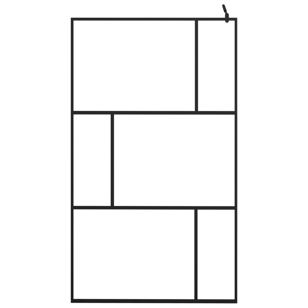 Bruseafskærmning til walk-in brusere med hærdet glas sort 115x195 cm