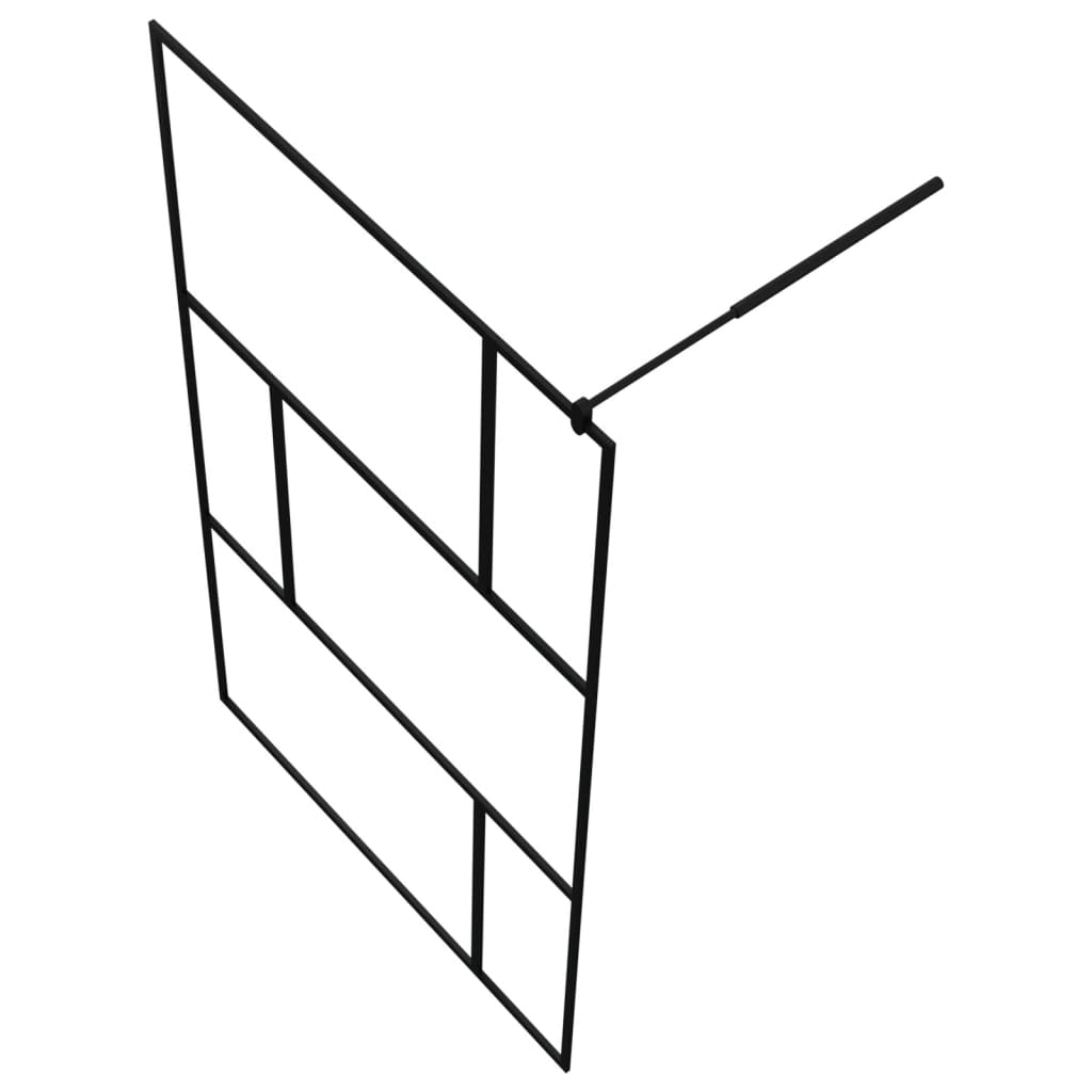Bruseafskærmning til walk-in brusere med hærdet glas sort 115x195 cm
