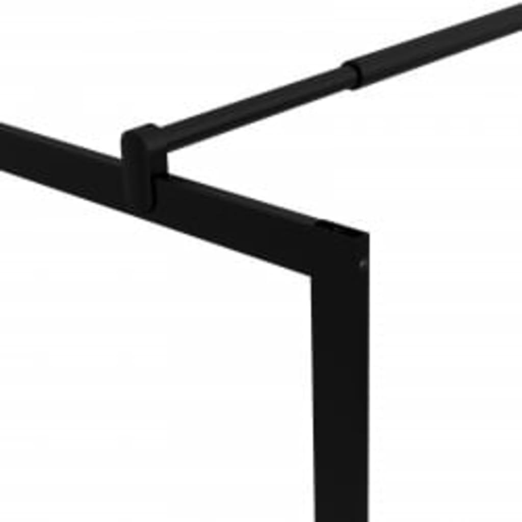 Bruseafskærmning til walk-in brusere med hærdet glas sort 115x195 cm