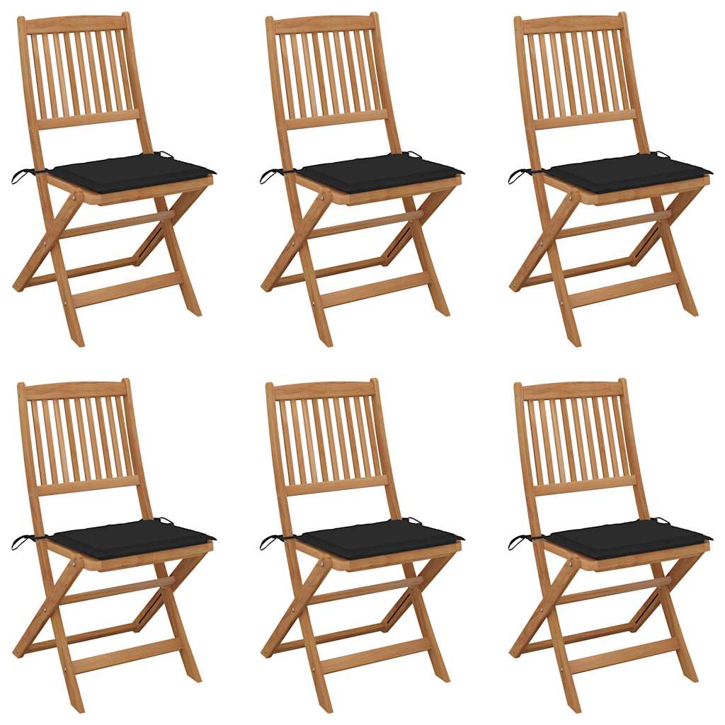 Klappbare Gartenstühle 6 Stk. mit Kissen Massivholz Akazie