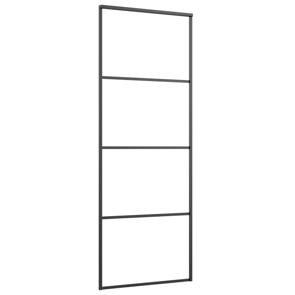 Skydedør aluminium og ESG glas 76x205 cm sort