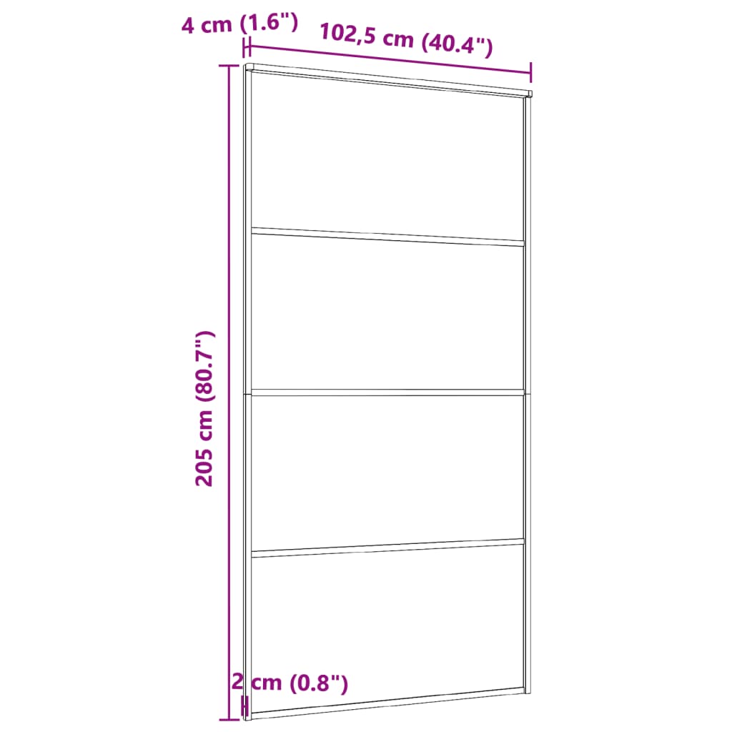 Skydedør aluminium og ESG glas 102,5x205 cm sort