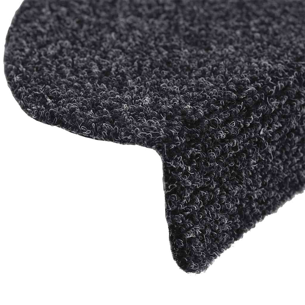 Selvklæbende trappemåtter 10 stk Sort 56x17x3 cm