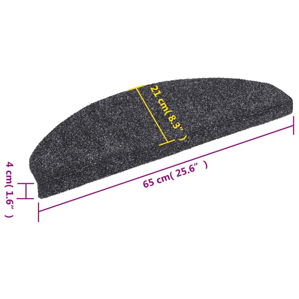 Stufenmatten Selbstklebend 5 Stk. 65x21x4 cm Dunkelgrau Halbrund Groß