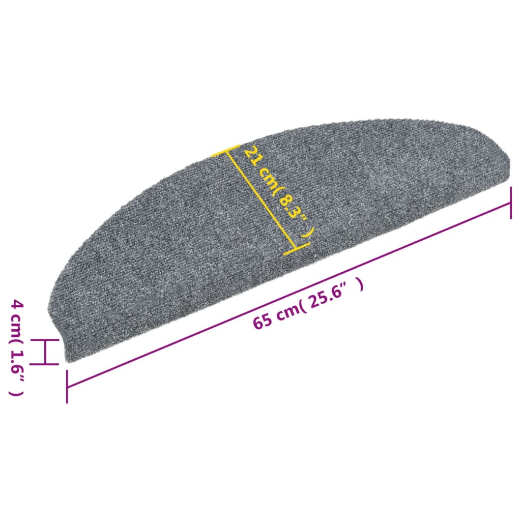 Selvklæbende trappemåtter 5 stk lysegrå 65x21x4 cm