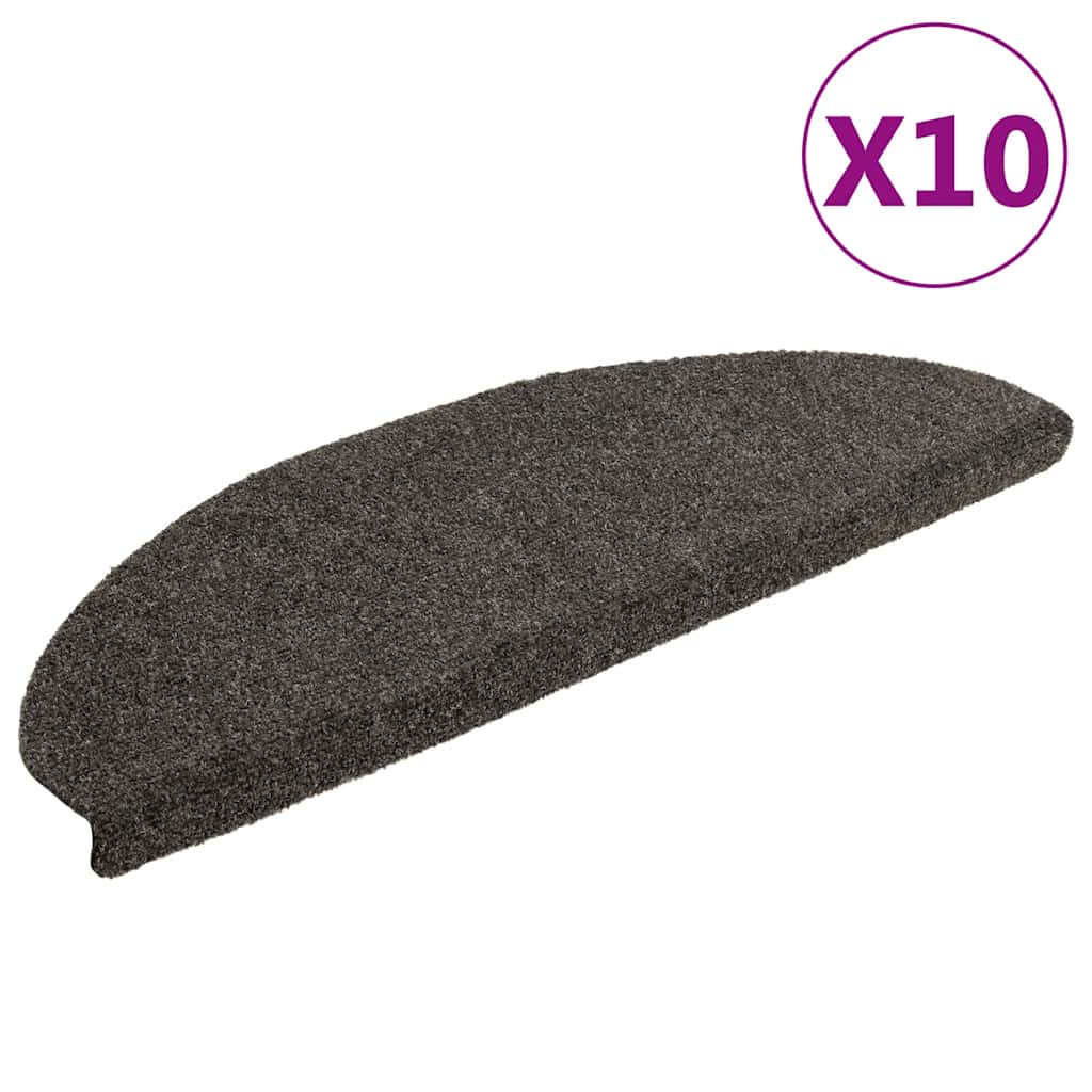 Selvklæbende trappemåtter 10 stk antracit 65x21x4 cm