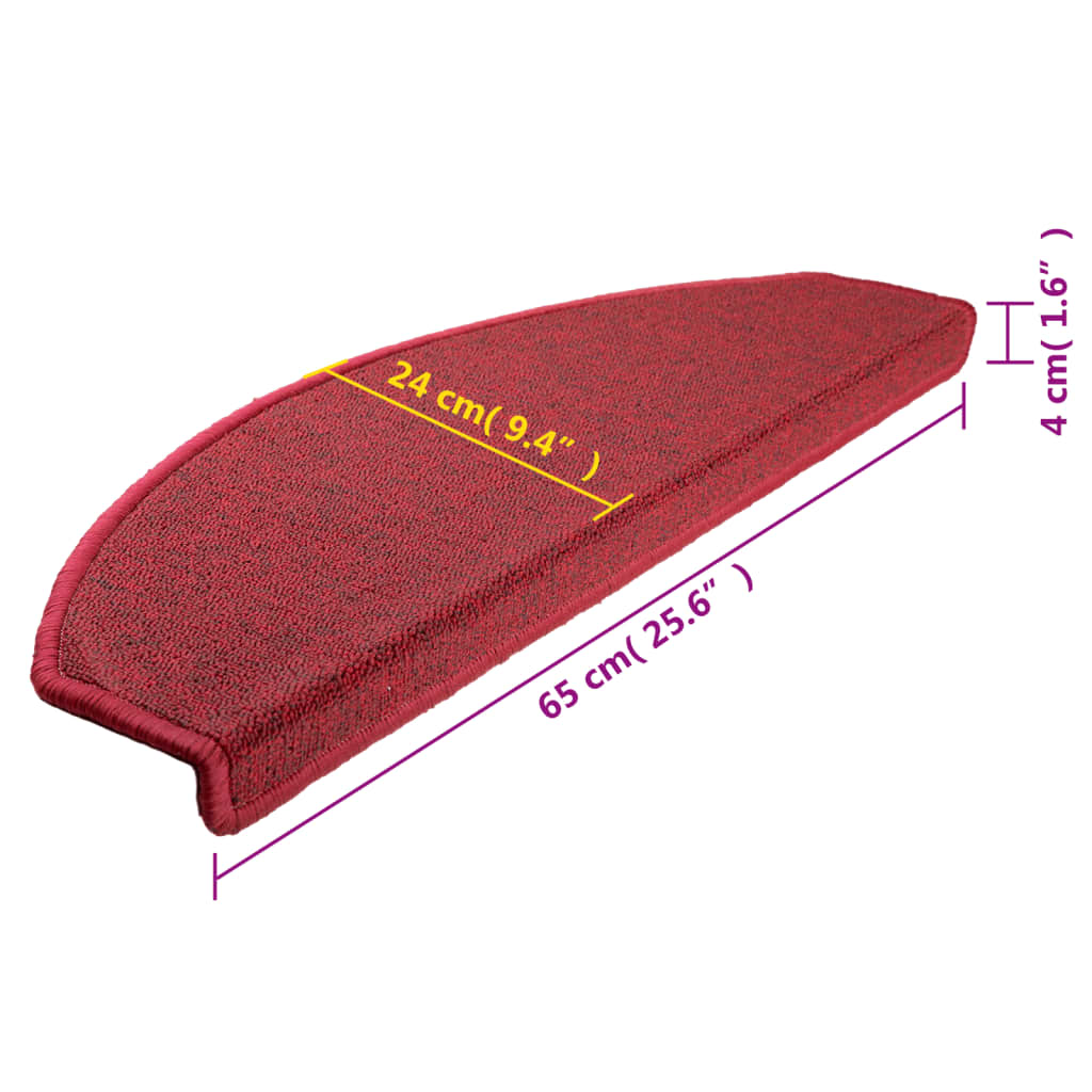 Stufenmatten 10 Stk. 65x24x4 cm Bordeaux Halbrund Groß