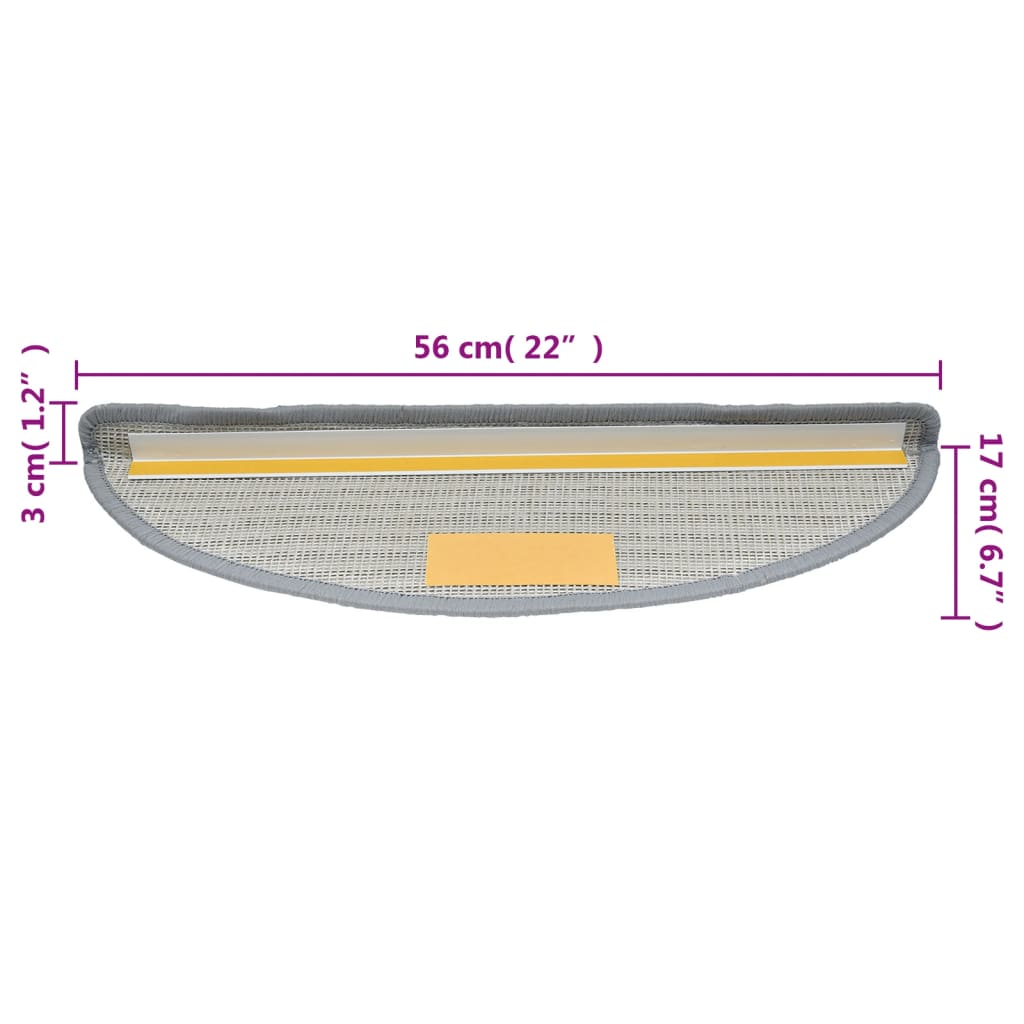 Stufenmatten 10 Stk. 56x17x3 cm Grau Halbrund