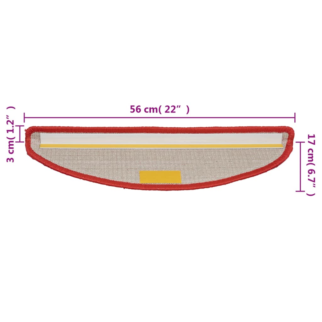 Stufenmatten 10 Stk. 56x17x3 cm Rot Halbrund