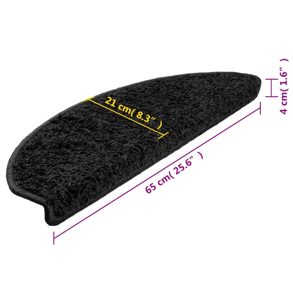 Stufenmatten 10 Stk. 65x21x4 cm Schwarz Halbrund Groß