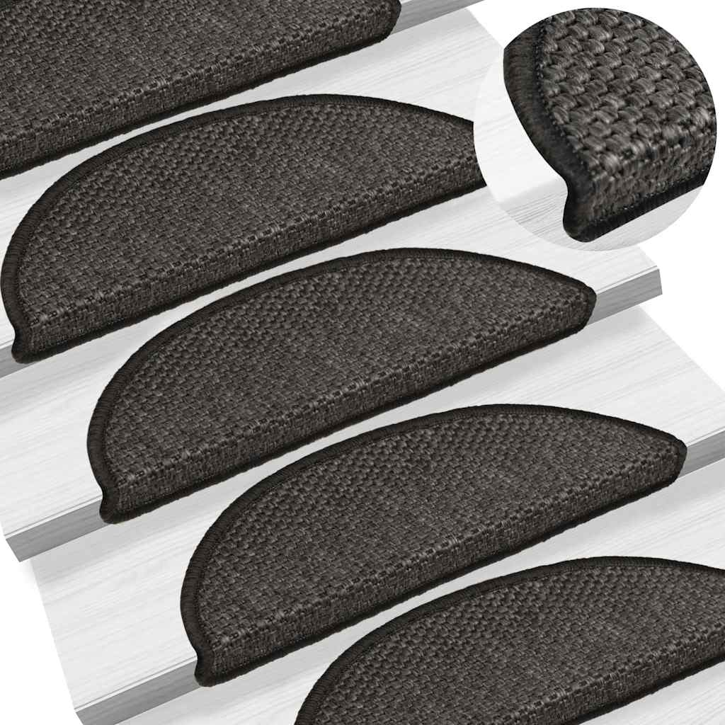 Treppenmatten Selbstklebend Sisal 15 Stk. 56x17x3 cm Anthrazit