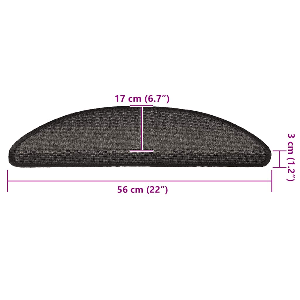 Treppenmatten Selbstklebend Sisal 15 Stk. 56x17x3 cm Anthrazit