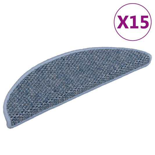 Treppenmatten Selbstklebend Sisal-Optik 15 Stk. 56x17x3cm Blau