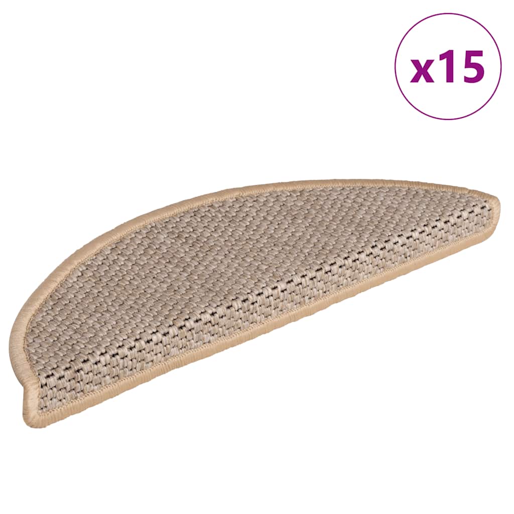 Treppenmatten Selbstklebend Sisal 15 Stk. 56x17x3 cm Hellbeige