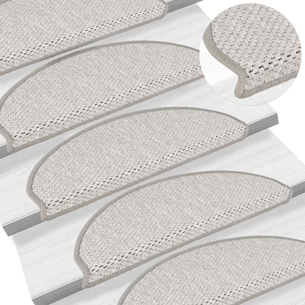Treppenmatten Selbstklebend Sisal-Look 15 Stk. 65x21x4 Platina