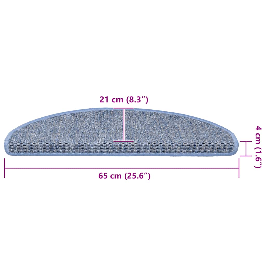 Treppenmatten Selbstklebend Sisal-Optik 15 Stk. 65x21x4 cm Blau