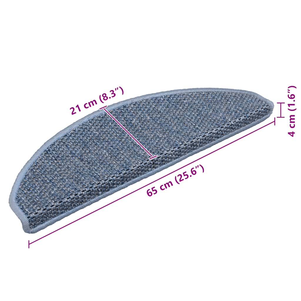 Treppenmatten Selbstklebend Sisal-Optik 15 Stk. 65x21x4 cm Blau