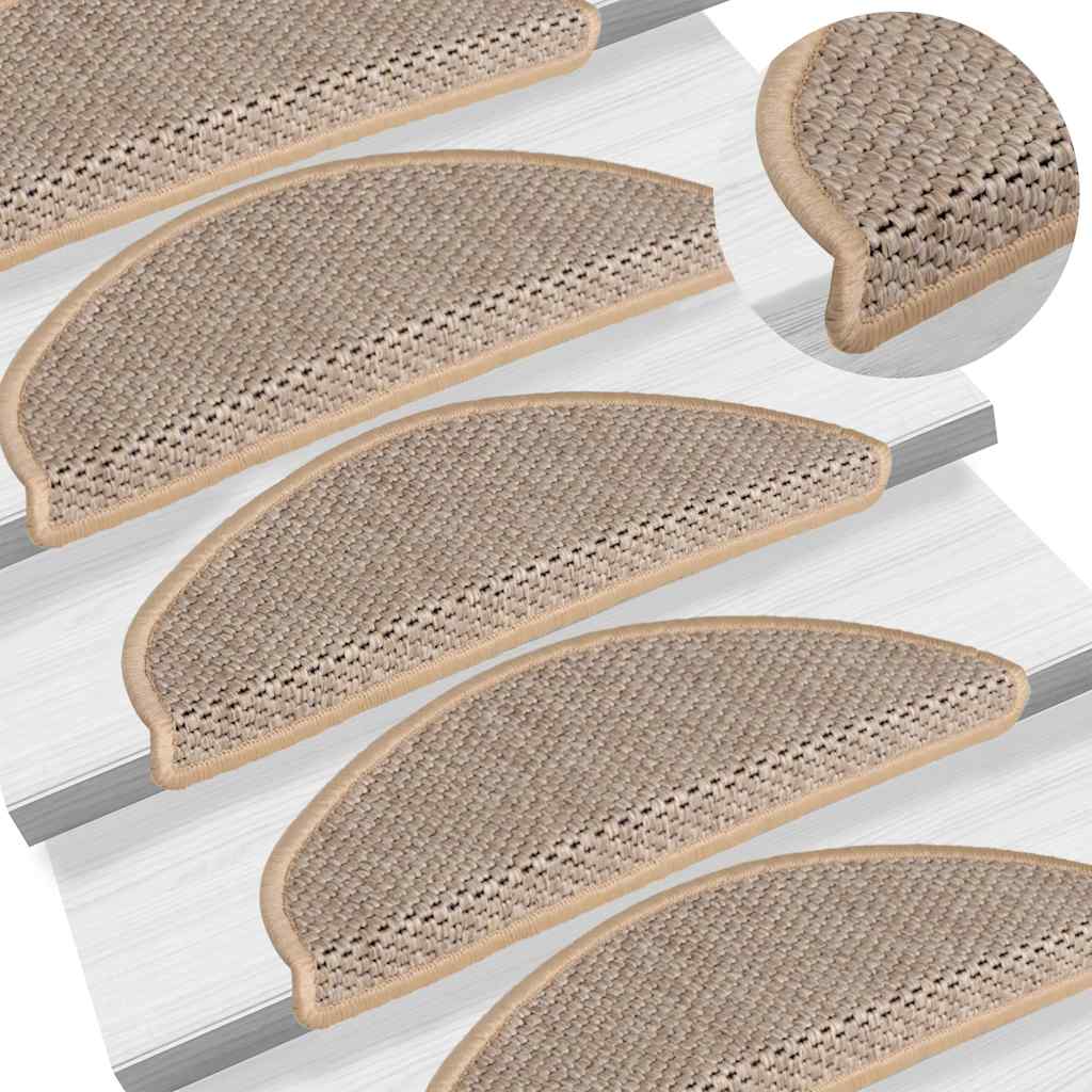 Treppenmatten Selbstklebend Sisal 15 Stk. 65x21x4 cm Hellbeige