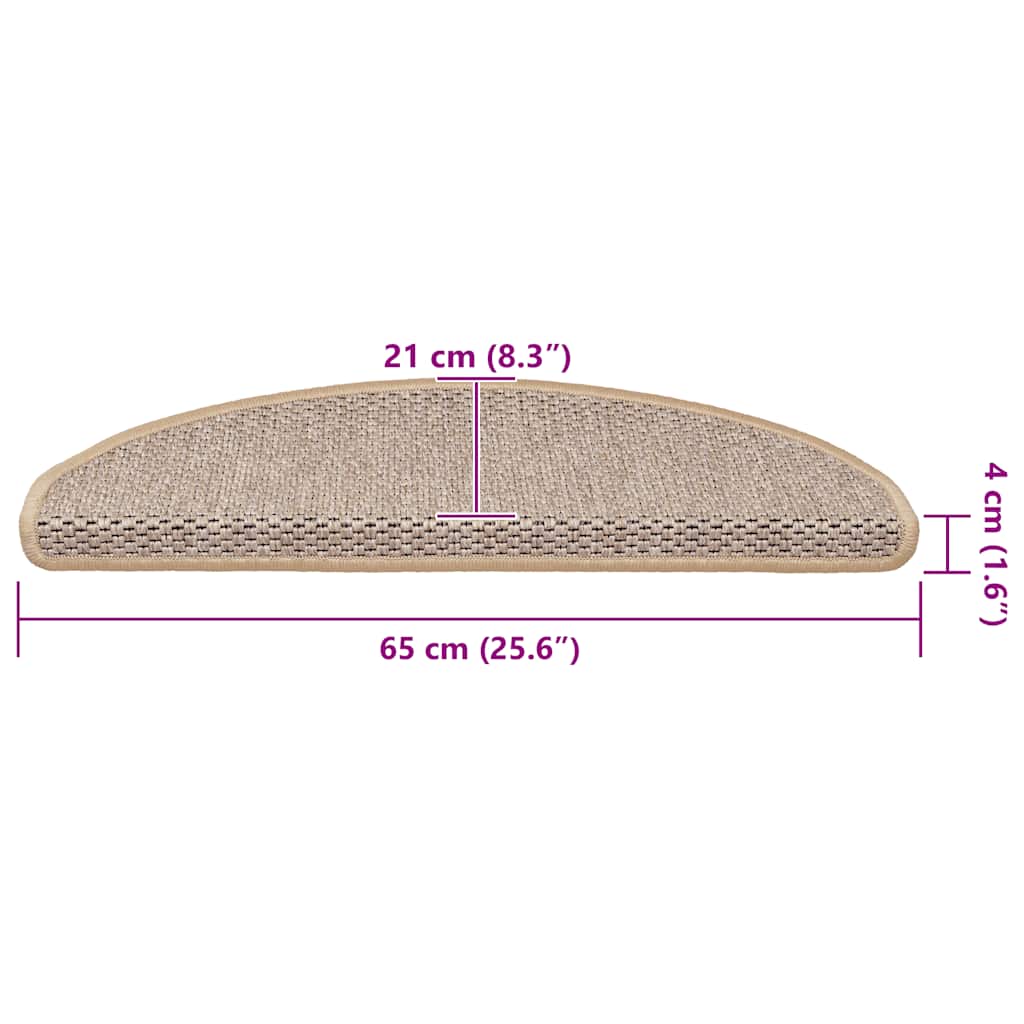 Treppenmatten Selbstklebend Sisal 15 Stk. 65x21x4 cm Hellbeige