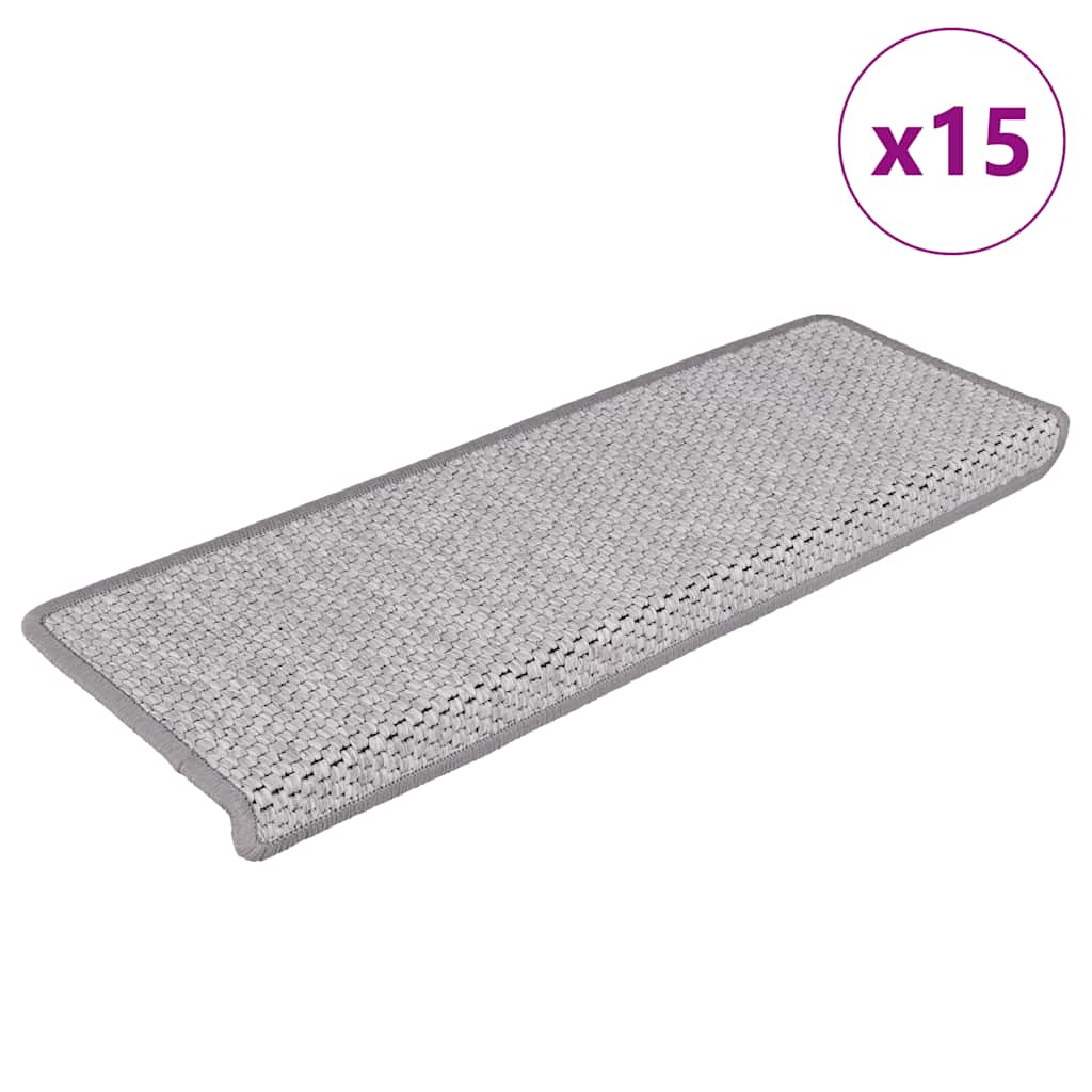 Treppenmatten Selbstklebend Sisal-Look 15 Stk. 65x21x4 Platina