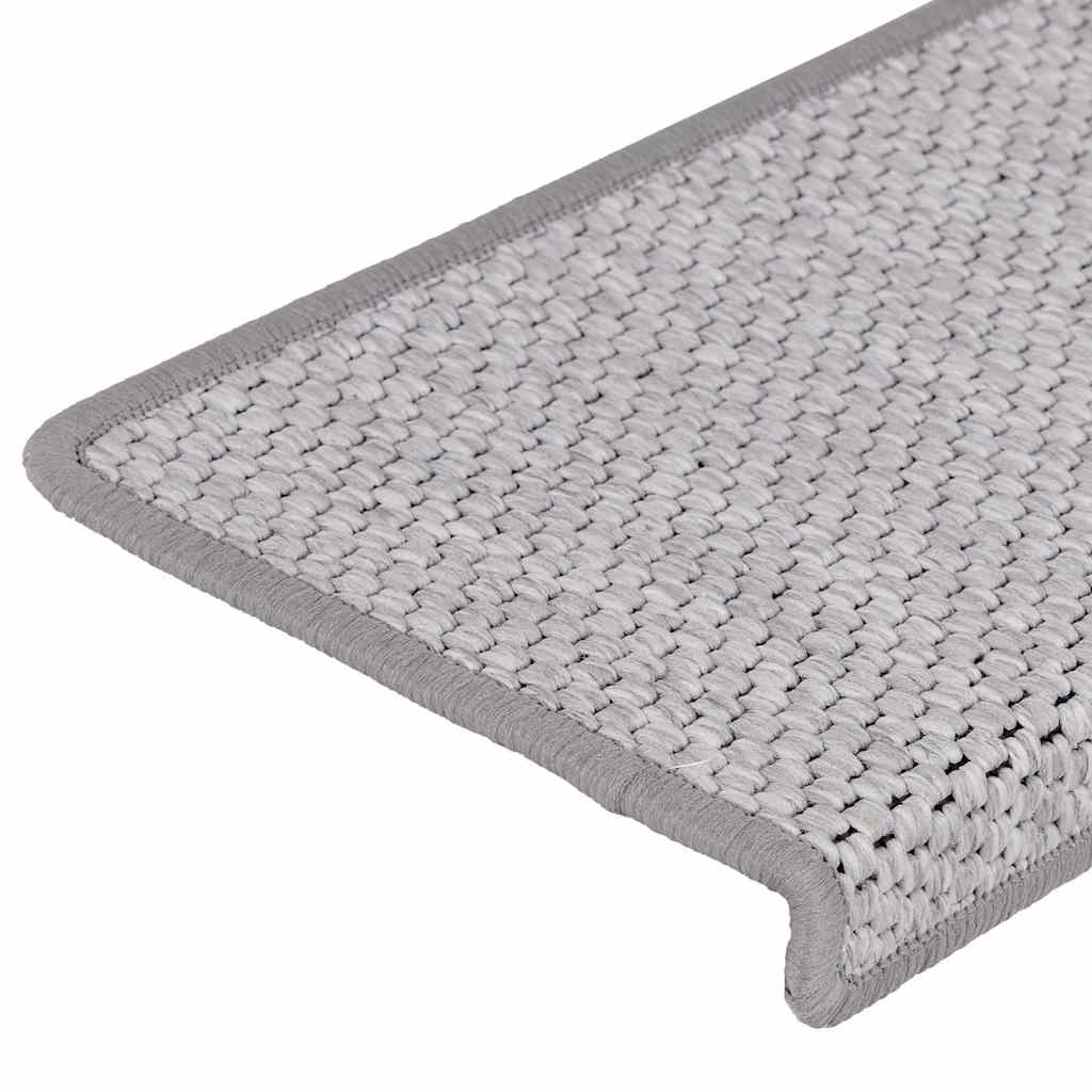 Treppenmatten Selbstklebend Sisal-Look 15 Stk. 65x21x4 Platina