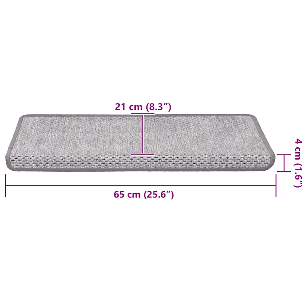 Treppenmatten Selbstklebend Sisal-Look 15 Stk. 65x21x4 Platina