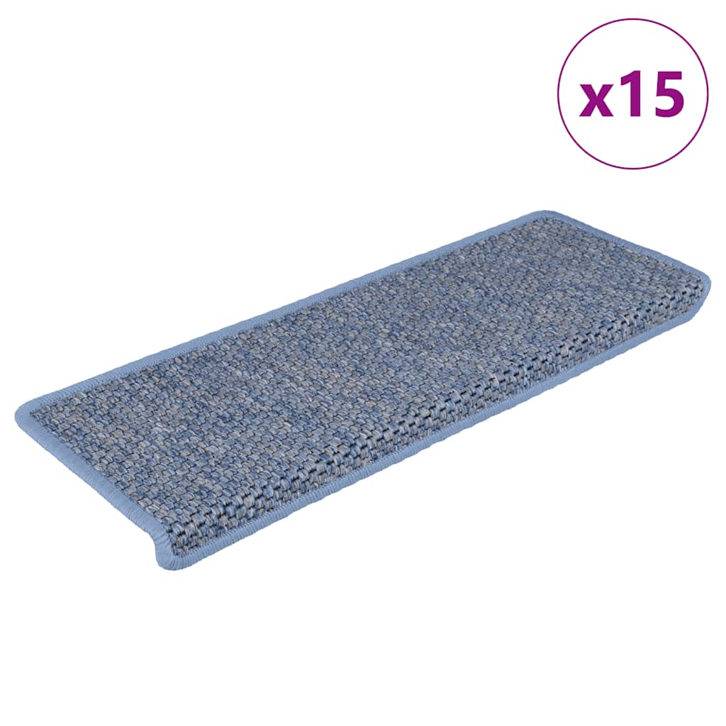 Treppenmatten Selbstklebend Sisal-Optik 15 Stk. 65x21x4 cm Blau