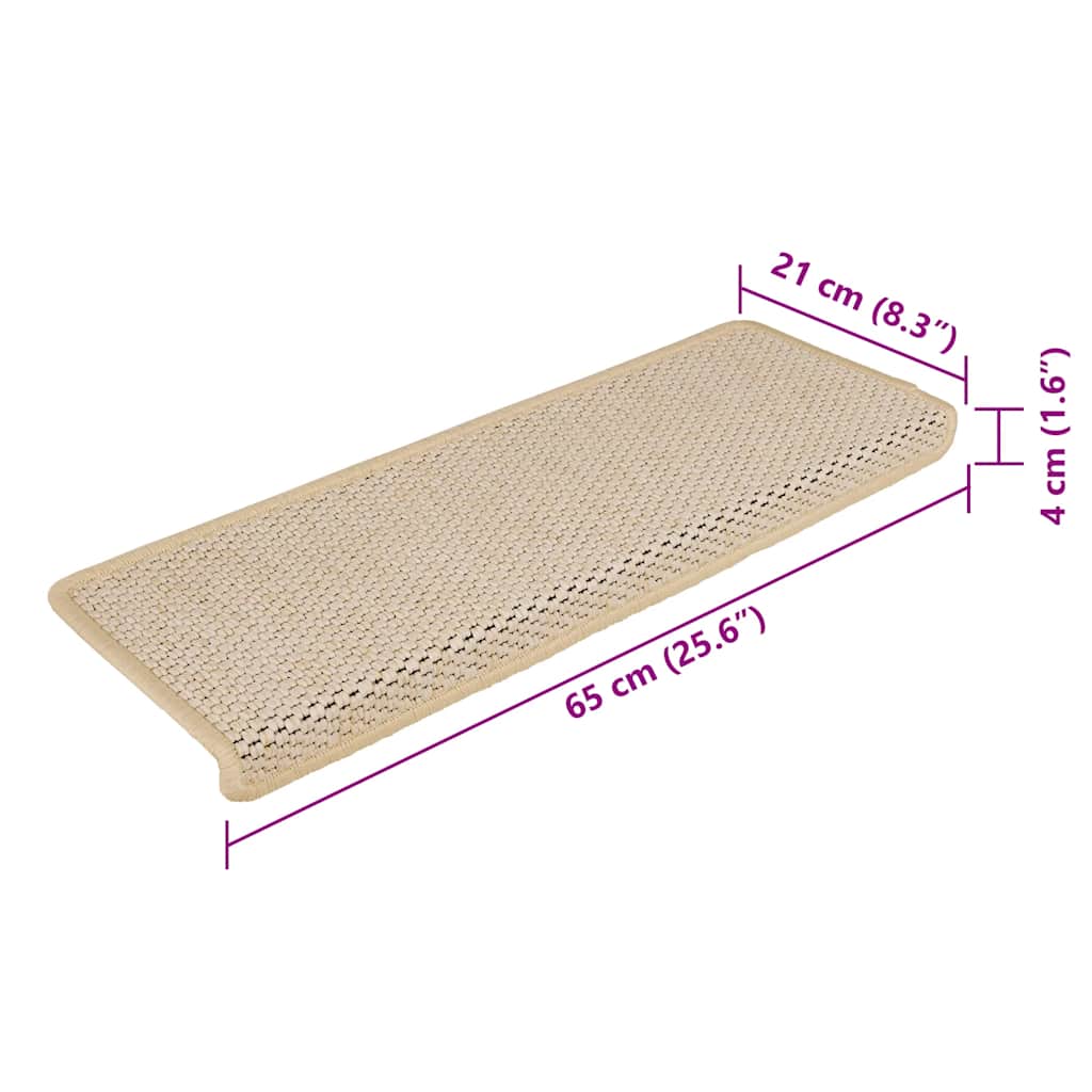 Treppenmatten Selbstklebend Sisal-Optik 15 Stk. 65x21x4cm Berber