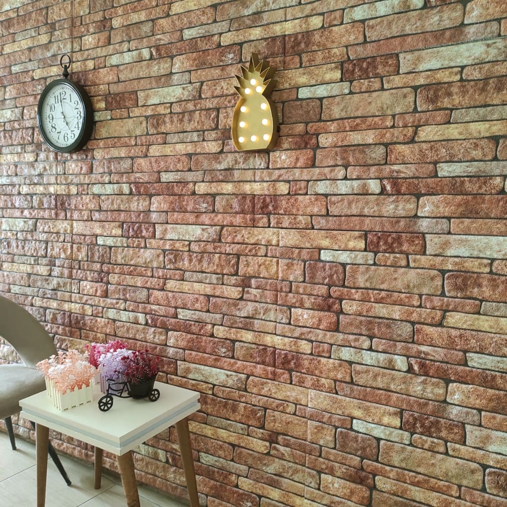 3D vægpaneler 10 stk. Brun murstenslook EPS