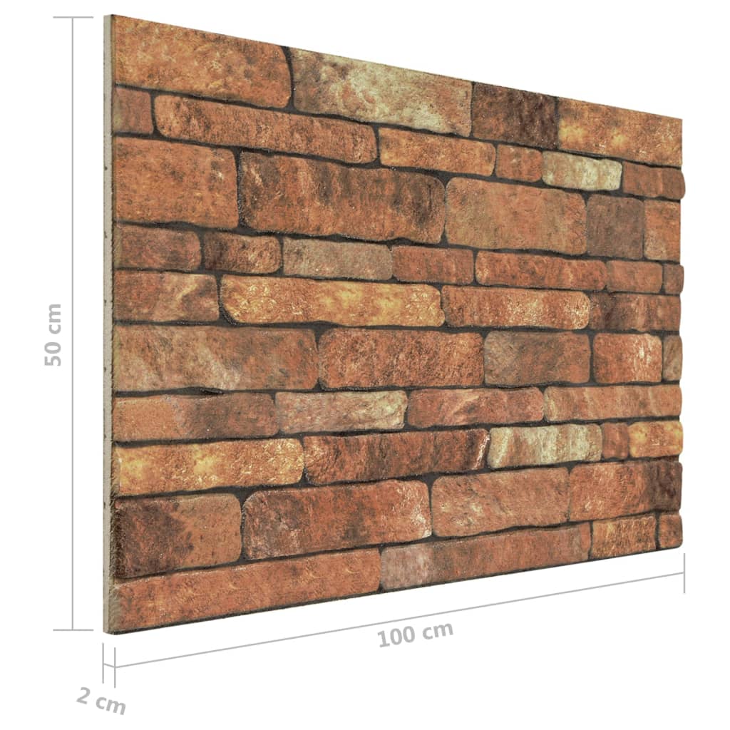 3D vægpaneler 10 stk. Brun murstenslook EPS