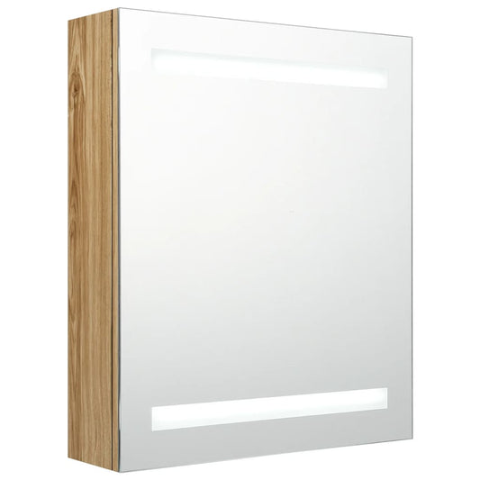 LED-Bad-Spiegelschrank Eichen-Optik 50x14x60 cm