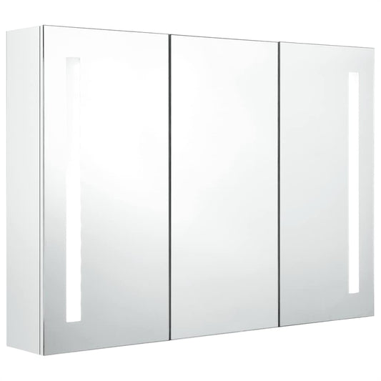 LED-Spiegelschrank fürs Bad 89x14x62 cm Glänzend Weiß
