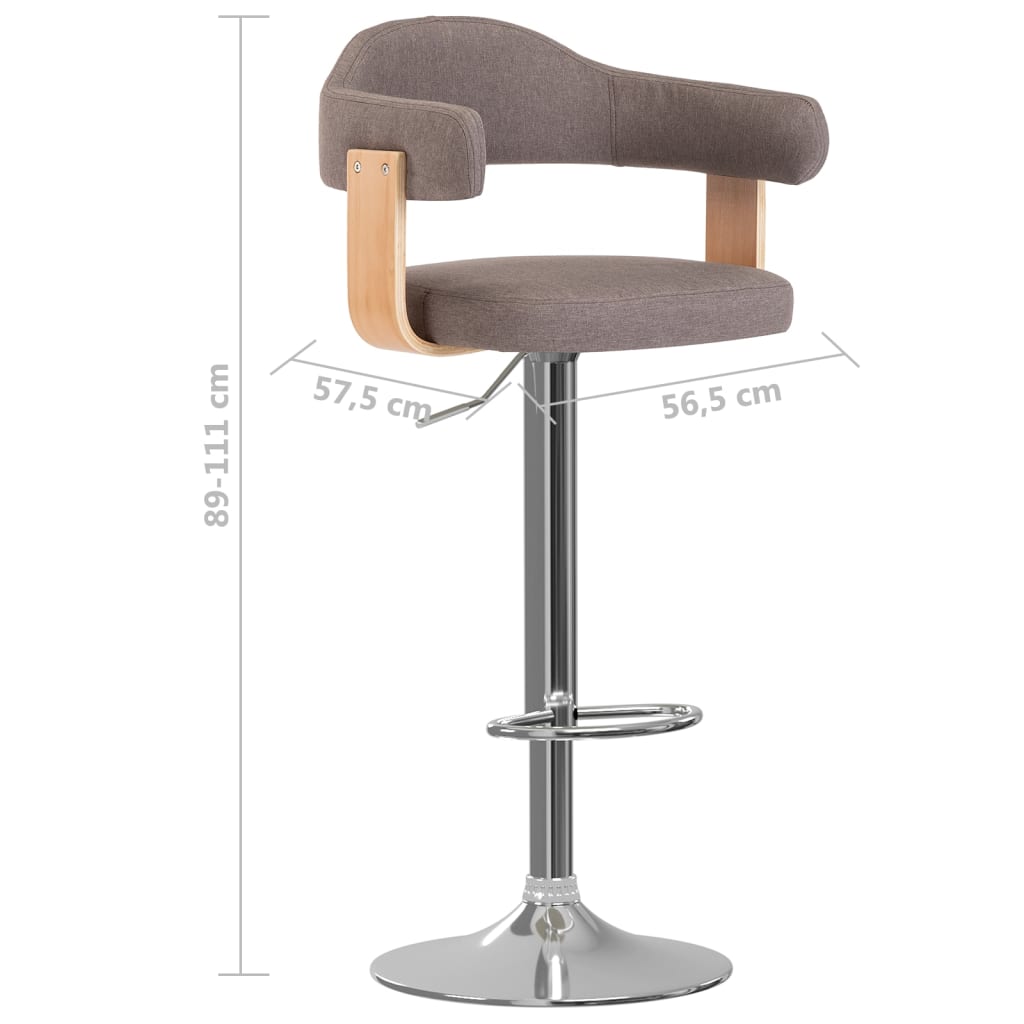 2 stk barstole bøjet træ og stof taupe