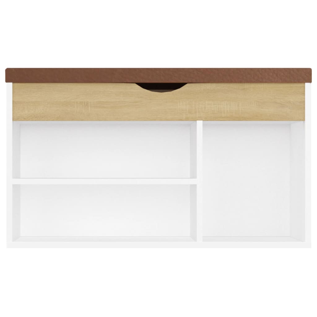 Schuhbank mit Kissen Weiß Sonoma-Eiche 80x30x47cm Holzwerkstoff