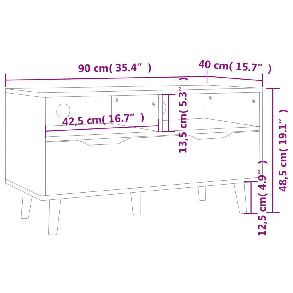 TV-Schrank Schwarz 90x40x48,5 cm Holzwerkstoff