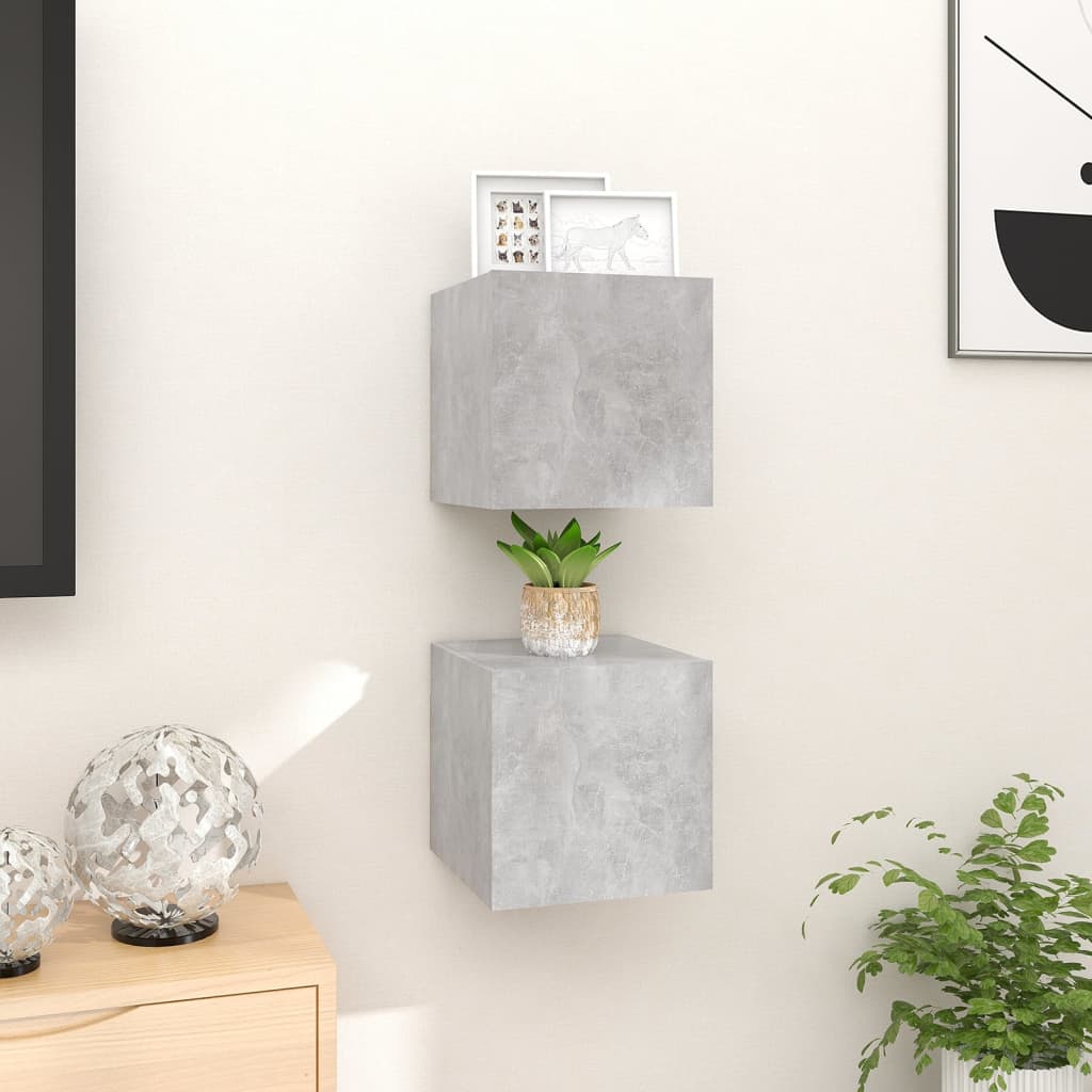 TV overskabe 2 stk Betongrå 30,5x30x30 cm