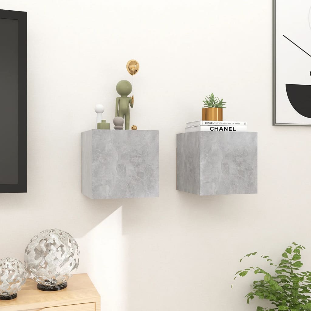 TV overskabe 2 stk Betongrå 30,5x30x30 cm