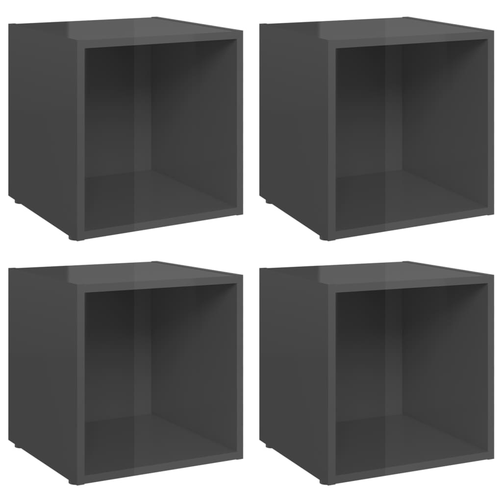 TV-skabe 4 stk højglans grå 37x35x37 cm træmateriale