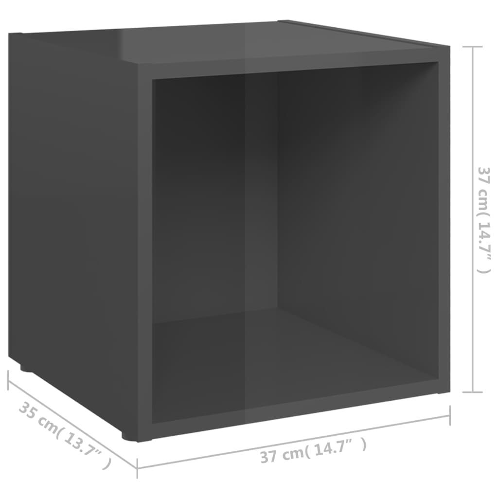 TV-skabe 4 stk højglans grå 37x35x37 cm træmateriale
