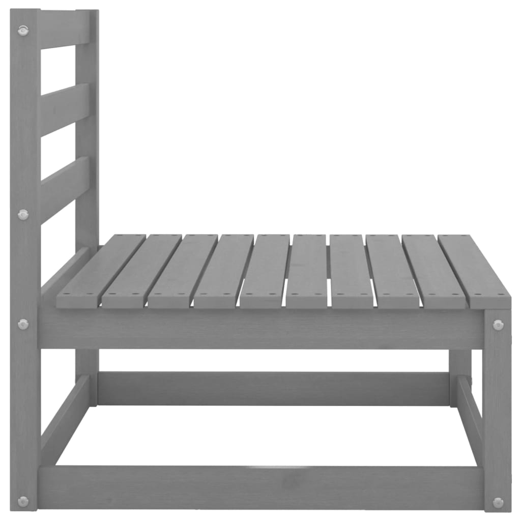 Garten-Mittelsofa mit Anthrazit Kissen Grau Massivholz Kiefer