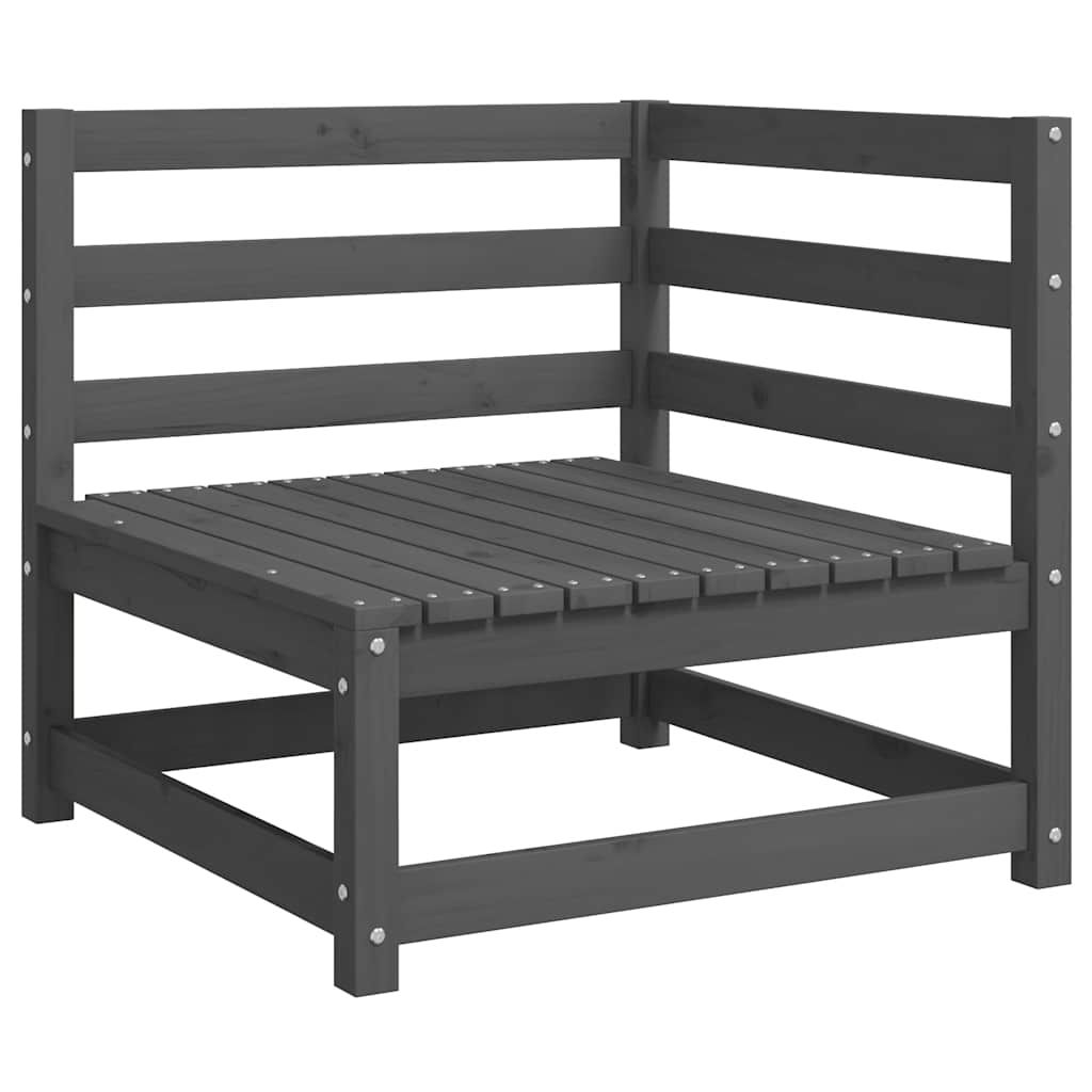 2-tlg. Garten-Lounge-Set mit Kissen Grau Kiefer Massivholz
