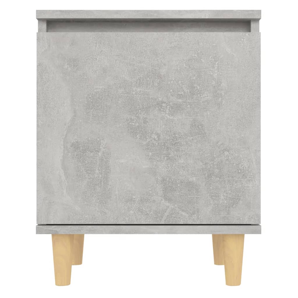 Nachttisch mit Massivholz-Beinen Betongrau 40x30x50 cm