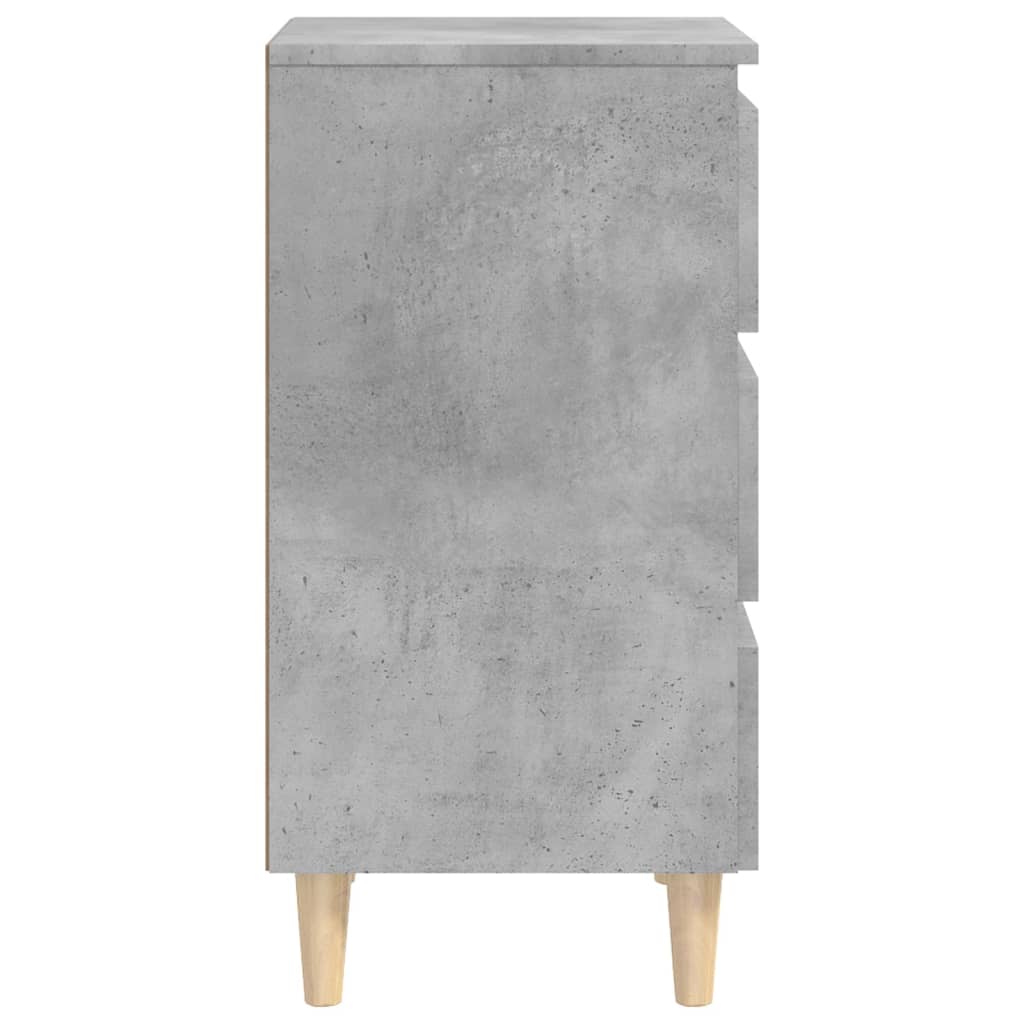 Nachttische mit Massivholz-Beinen 2 Stk. Betongrau 40x35x69 cm