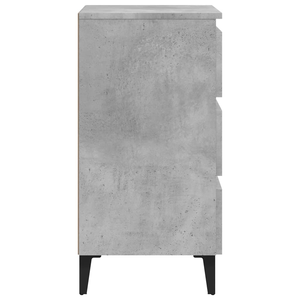 Nachttische mit Metallbeinen 2 Stk. Betongrau 40x35x69 cm