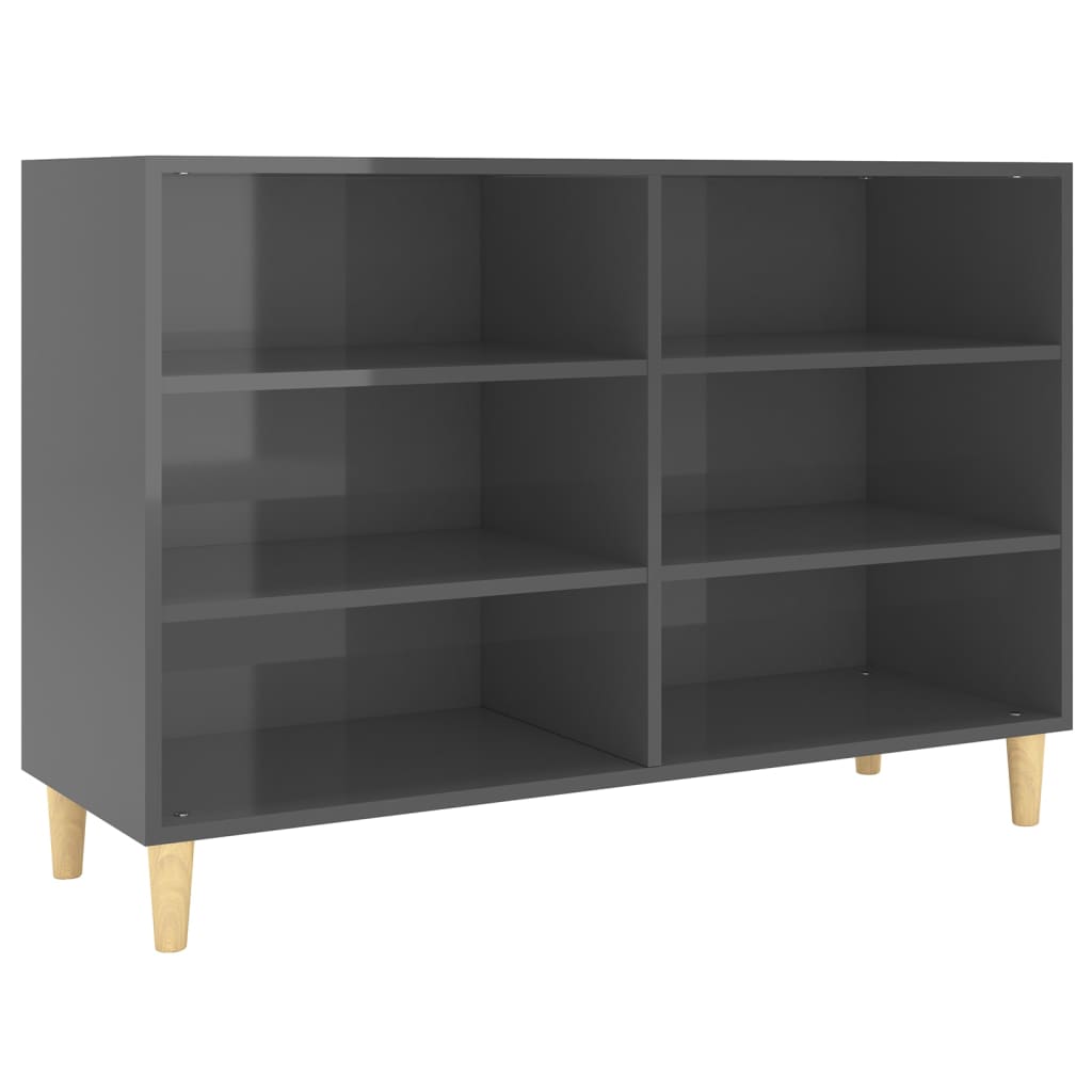 Skænk Højglans Grå 103,5x35x70 cm Træmateriale