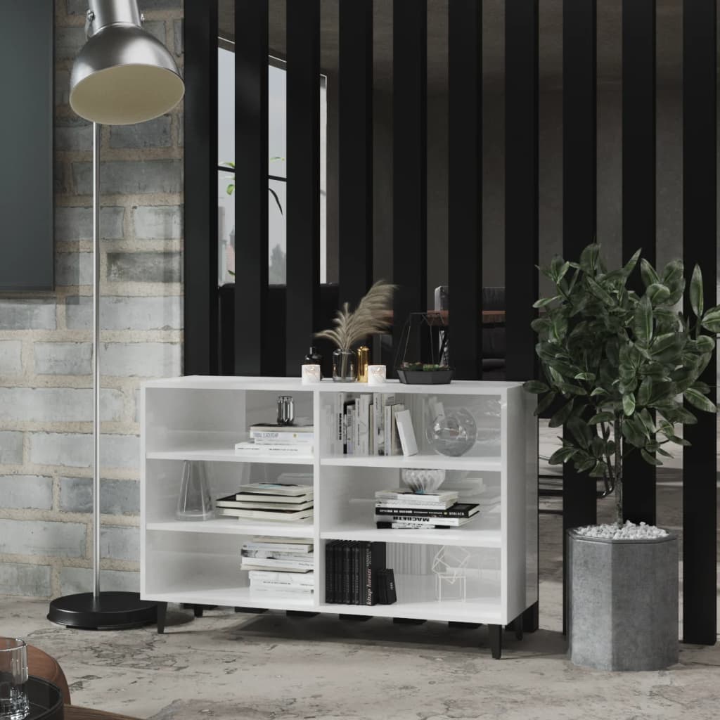 Skænk Højglans Hvid 103,5x35x70 cm Træmateriale