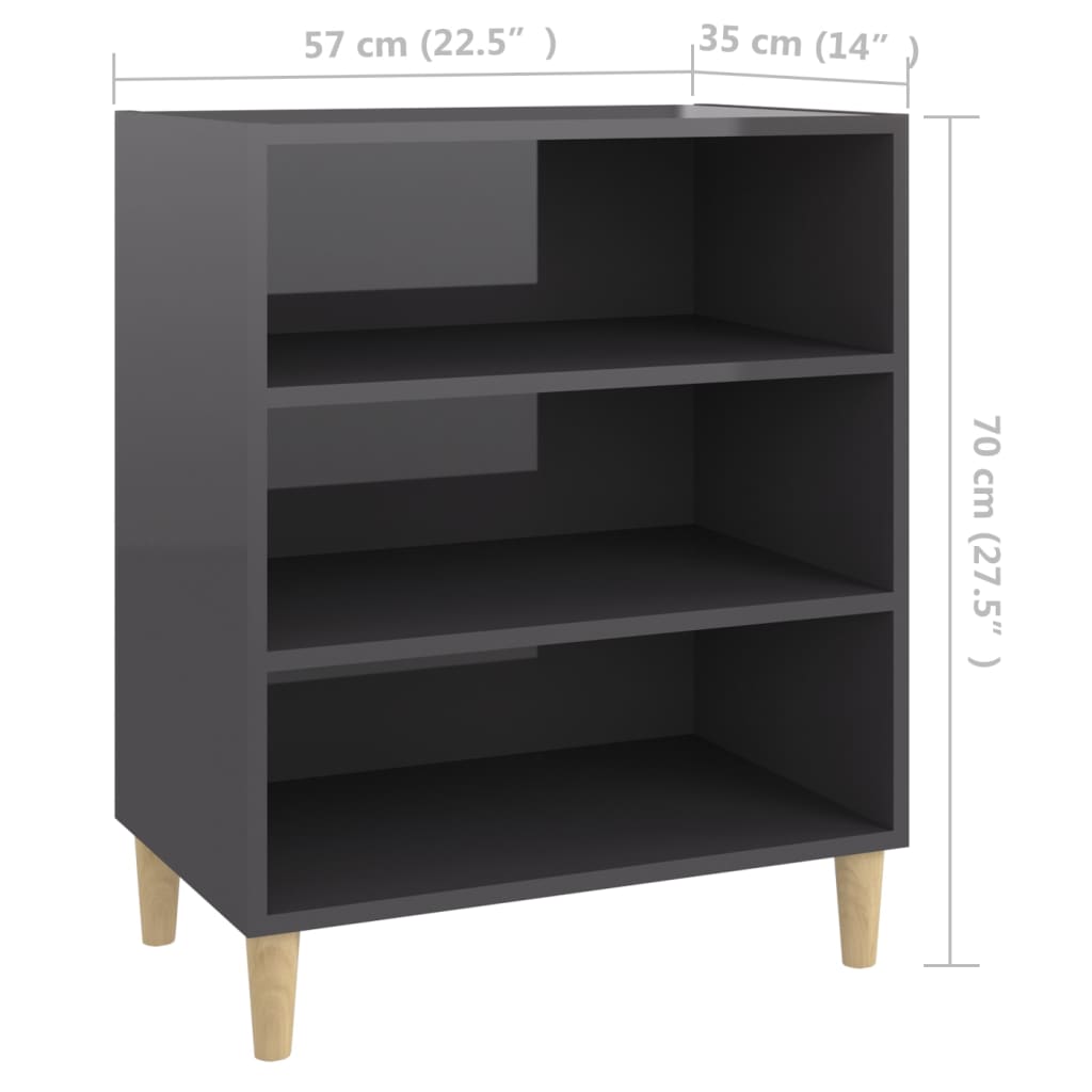 Sideboard Hochglanz-Grau 57x35x70 cm Holzwerkstoff