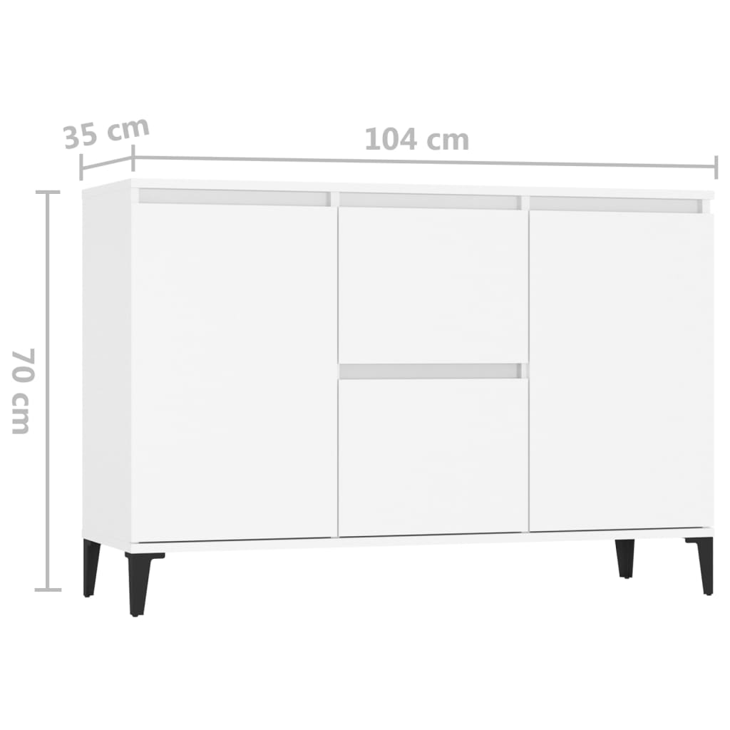 Sideboard Weiß 102x35x70 cm Holzwerkstoff